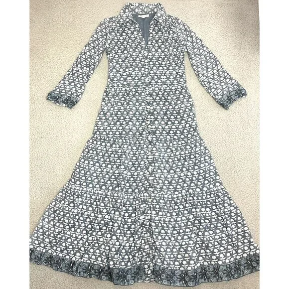 Marea | Dresses | Marea Flounce Shirt Dress Button Front Maxi Tiered Gauze  Cotton | Poshmark